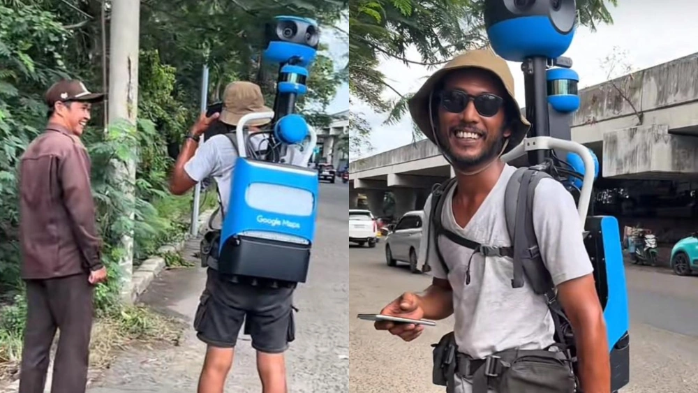 Netizen secara tak sengaja bertemu dengan petugas Google Maps di jalanan. [TikTok]